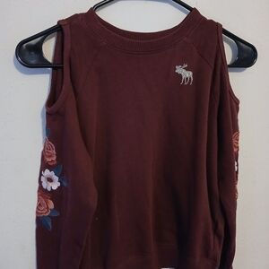 abercrombie kids Burgundy Cold-Shoulder Tank with Floral Embroidery